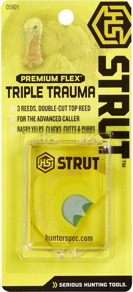 Hunters Specialties Strut Realistic Sounds Premium Flex Frame Triple Trauma Diaphragm Mouth Turkey Call
