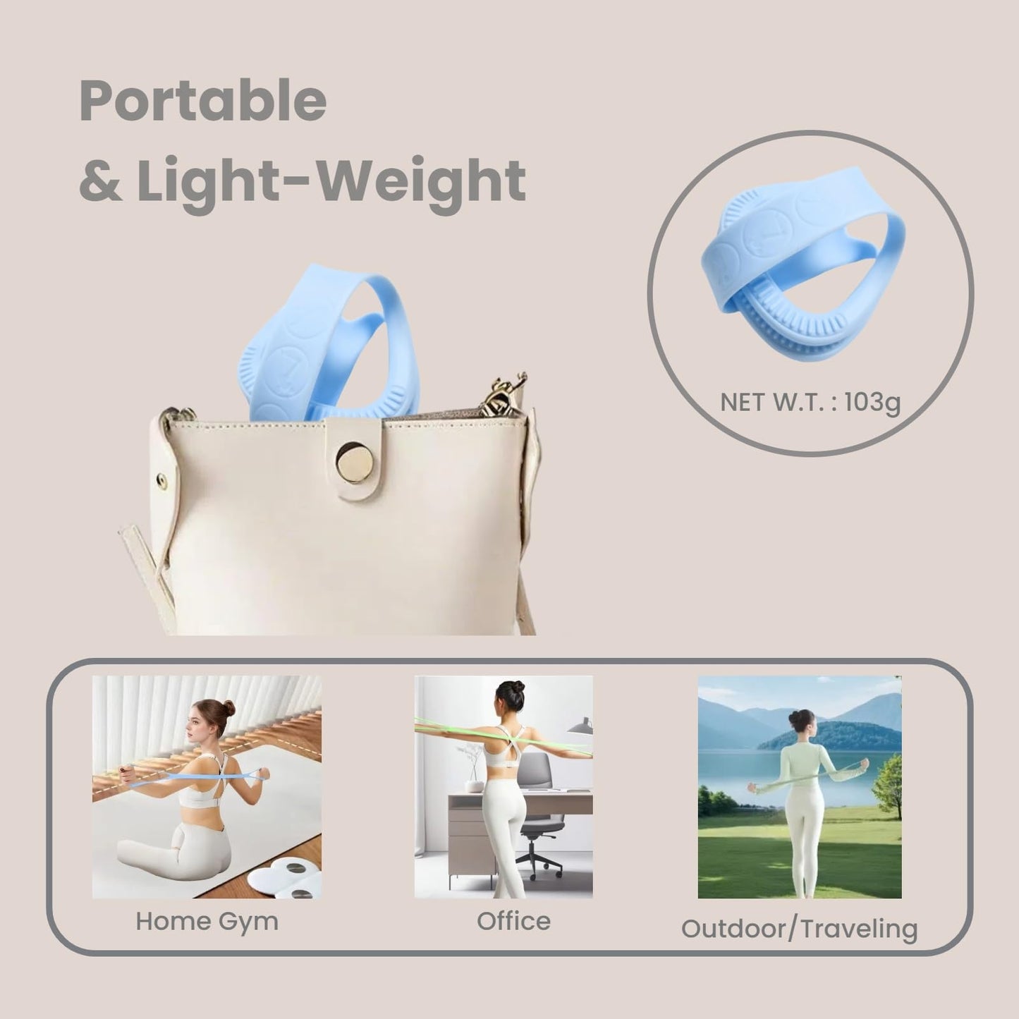 JOYLAY Figure 8 Resistance Band with Handles - 25lb Silicone Exercise Bands for Physical Therapy, Home Gym, Arm Back Shoulder Chest Workout - Portable Fitness Stretch Equipment for Women & Men (Blue)