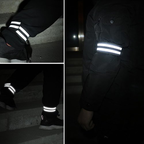 Motroce 6 PCS Reflective Band for Night Running Walking, Reflective Bands for Arm/Leg, Night Safety Wrist Band for Cycling Walking Running Concert Camping Outdoor Sports(Black and Green)