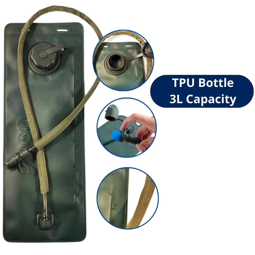 GETORIUM Tactical Hydration Backpack with 3L TPU Water Military Backpack Men Women for Extended Outdoor Adventures Hiking, Cycling, Running Climbing, Hunting, Biking (ACU Grey, 3L)