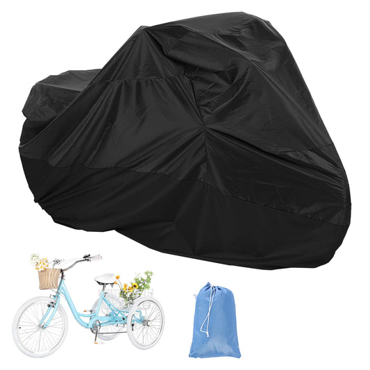 AkiiGer Adult Tricycle Cover Waterproof Outdoor, Bike Covers for 2 Bicycles, Sun Dust Wind Proof Bicycle Cover with Lock Hole, 90.6"L, Ripstop Material, Easy to Carry-Black