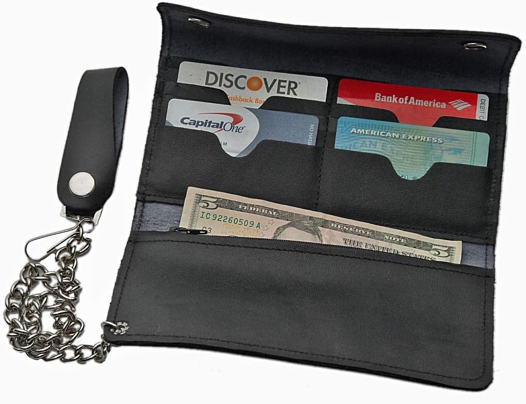 Szco Supplies Bi-Fold Biker Wallet, 8x4-Inch, black
