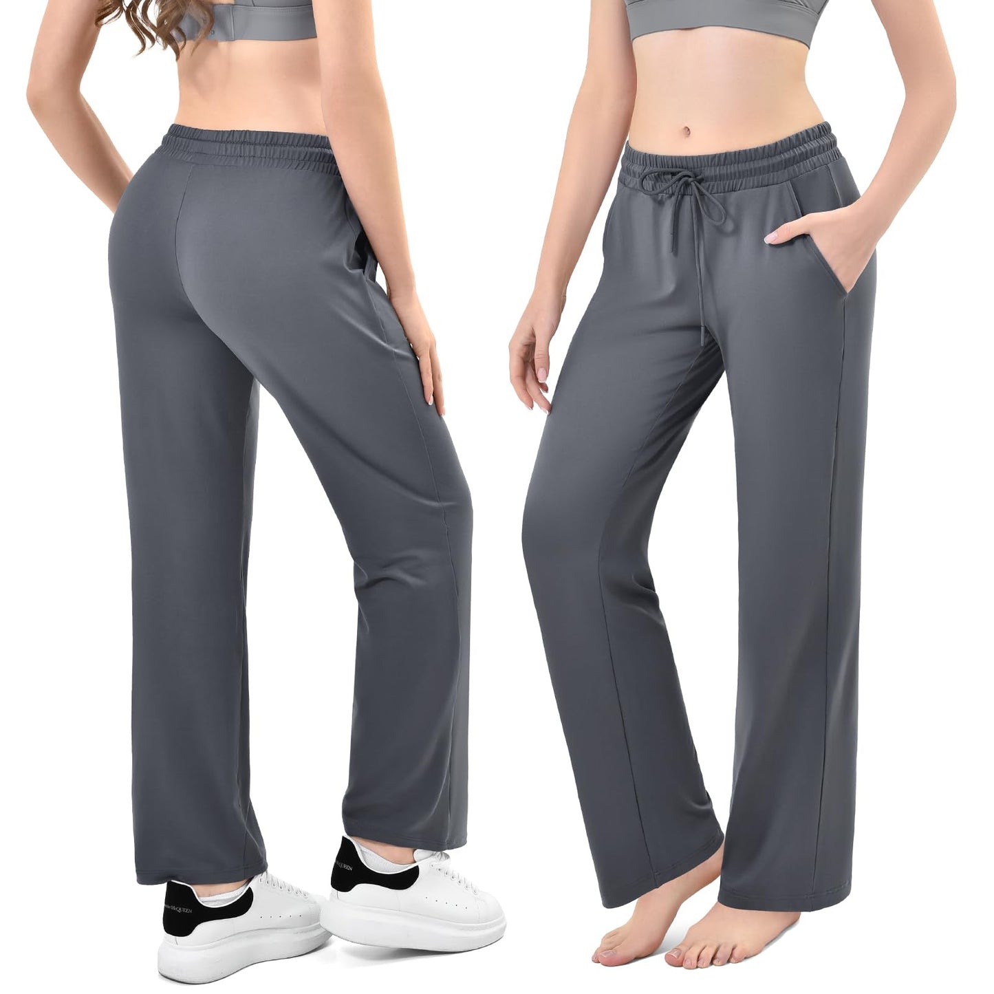 Walifrey Wide Leg Sweatpants for Women, Baggy Track Pants with Poackets Drawstring for Joggers Casual Wear(Black M)