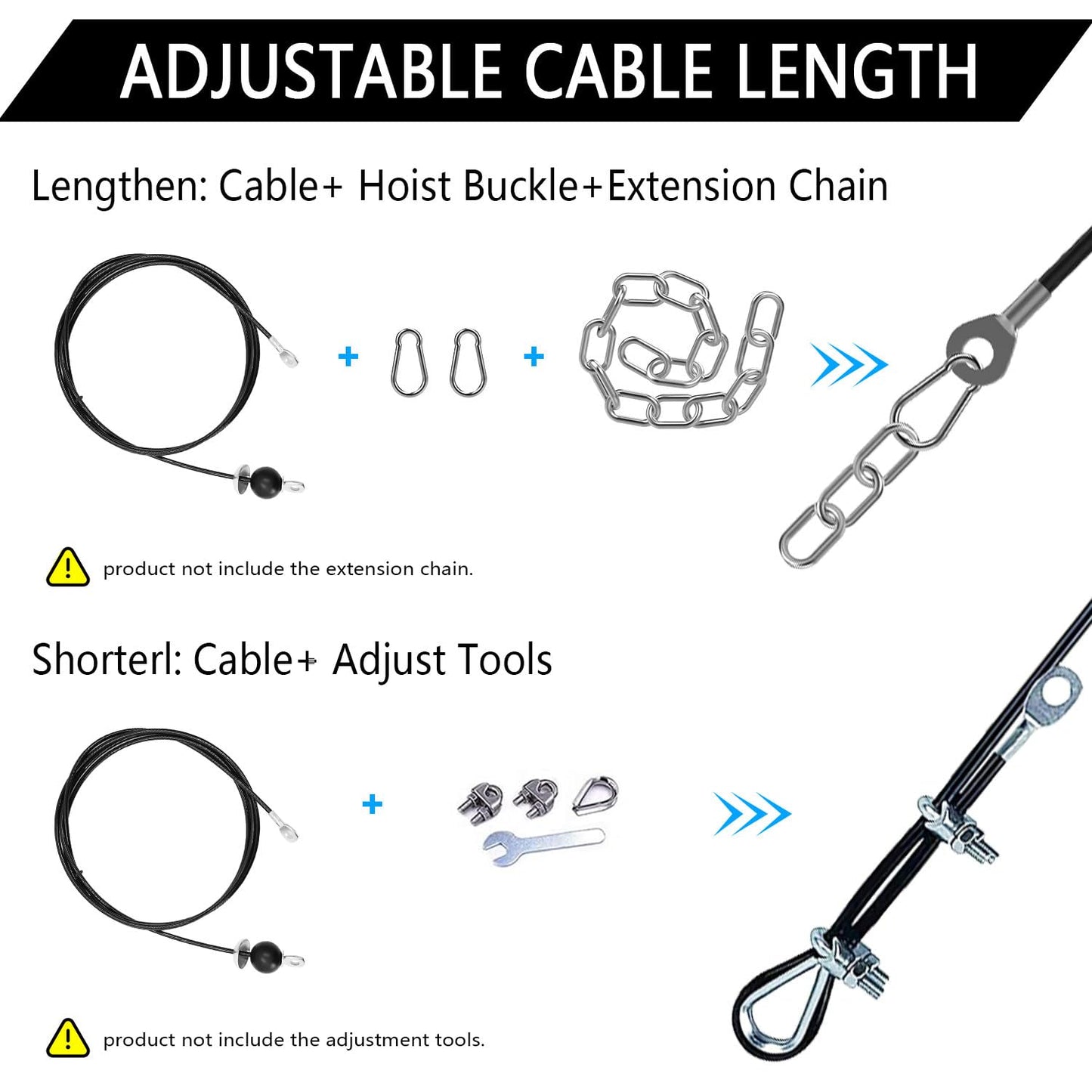 Favuit Fitness Pulley Cable, Gym Replacement Cable Heavy Duty Steel Wire Rope Fitness Cable Pulley System Attachments Home Gym Machine Equipment Workout Accessories (79IN)