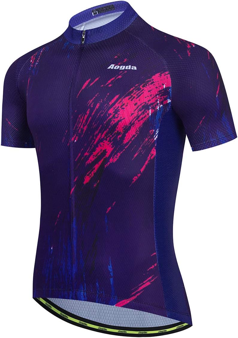 Aogda Cycling Jerseys Men Bike Shirts Team Biking Tops Bicycle Short Sleeves Clothing