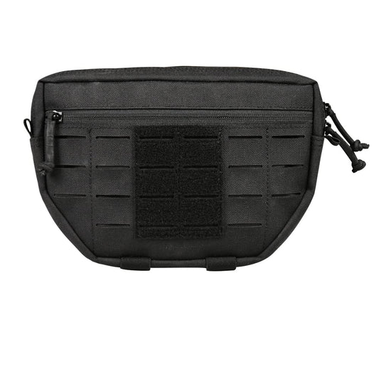 Tactical Pouch Front Pocket with Strap Attach 3 Color Admin Webbing MOLLE System Bag with Double Zipper Dump Pouch with Mesh Pocket Elastic Band Inside 9"×5.9"×1.3" (Black)