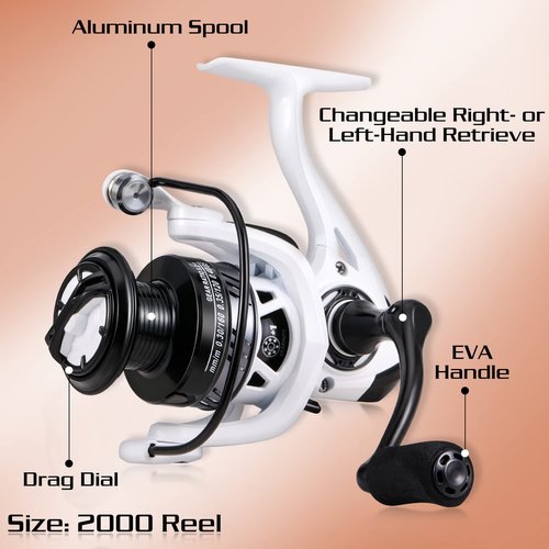 Sougayilang Fishing Rod and Reel Combo, Medium Fishing Pole with Spinning Reel Combo, 2-Piece Fishing Combo-Orange-6' Spinning Rod and HJB2000 Spinning Reel