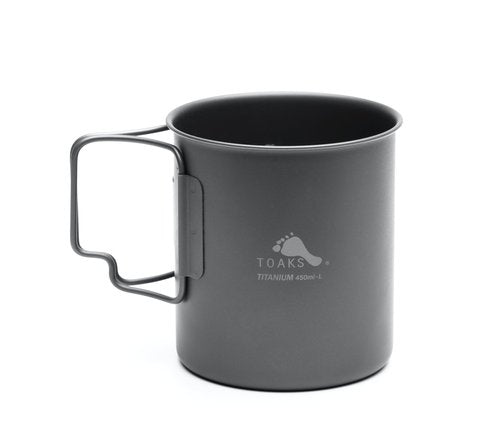 TOAKS Ultralight 450ml Titanium Cup – Camping Mug with Foldable Handles, 48g, Backpacking & Hiking Gear