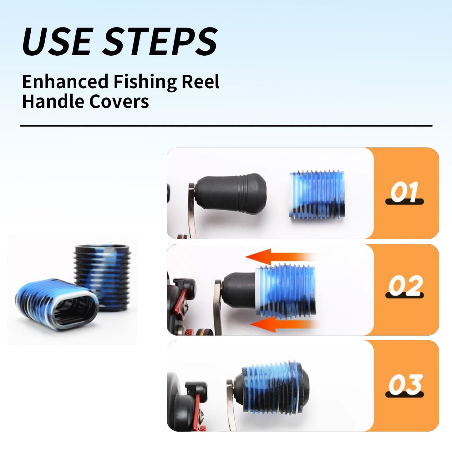 9Pack Rubber Fishing Reel Handle Grip Sleeve Non-Slip Baitcaster Knob Covers for Casting or Spinning Reel Customizable Handle Cover Tape Baitcasting Baitcaster Handle Grip