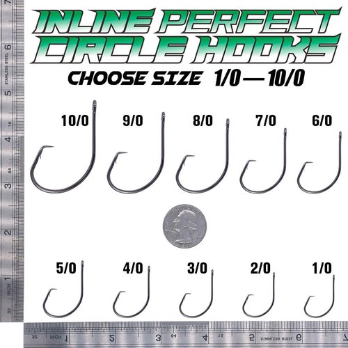XFISHMAN-Inline-Circle-Hooks-Saltwater-Freshwater-for-Catfish-Tuna-Bass-Octopus-Hooks-Big-Hook-Fishing 50 Pack (Black, 2/0 50-Pack)