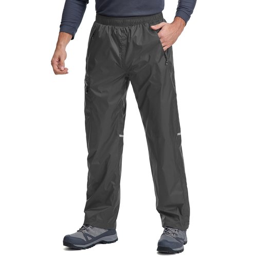 Men's Rain Pants Waterproof Over Pants Windproof Outdoor Hiking Pants for Golf, Fishing，Cycling Black