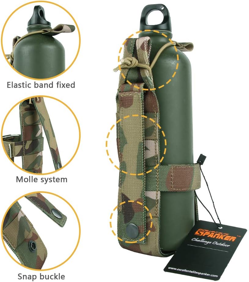 EXCELLENT ELITE SPANKER Tactical Military Portable Belt Bottle Holder Pouch Molle Adjust EDC Water Bottle Carrier for Hunting Walking Running Traveling