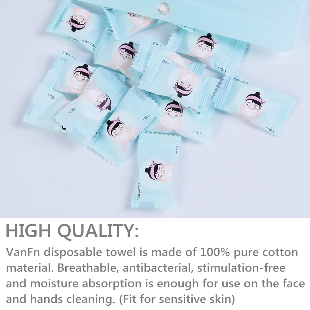VanFn Disposable Towel, Compressed Towel, Mini Disposable Compressed Washcloth, Cotton Portable Disposable Compressed Towels Perfect for Travel, Home & Outdoor Activities, Nacai Series (50)