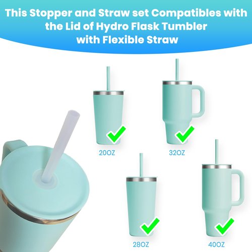 BOSORIO 11pcs Stoppers and Straws Comppatible with Hydroflask Tumbler, Replacement Straw Accessories for Hydro Flask Tumbler 20oz, 28oz, 32oz, 40oz, Fits Most Straws(Clear）