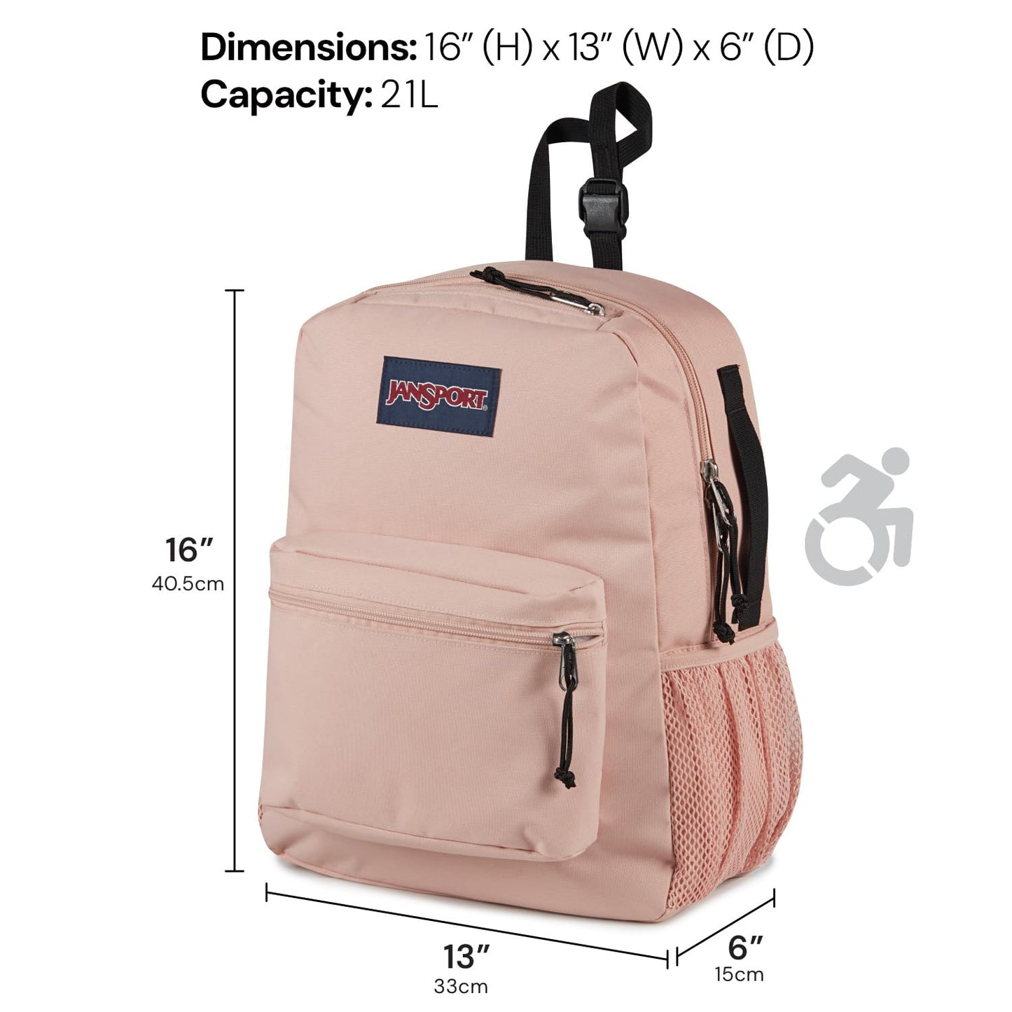JanSport Central Adaptive Backpack – Wheelchair & Walker Compatible, Tuck-Away Shoulder Straps, Adjustable Backrest Loops & Anchor Straps, Iconic Design, Bad Bows
