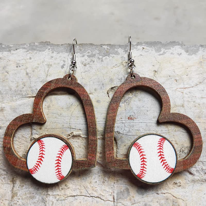 Lightweight Heart-Shaped Sports Earrings - 2 Pairs Football Basketball Rugby Baseball Volleyball Jewelry Style 4