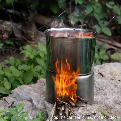 HUIOP Portable Stove, Stainless Steel Canteen Cup Stand for Wood Burning, Outdoor Camping Hiking Picnic BBQ