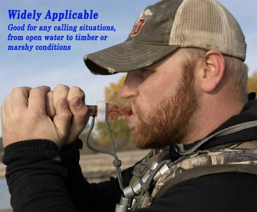 Duck Call Realistic Sound Mallard Duck Call, Resin Casting with Double Reed Poly Insert Teal Hen Duck Call, Easy to Blow Hunting Waterfowl Duck Game Call Multi Scale Finish Lanyard Accessory