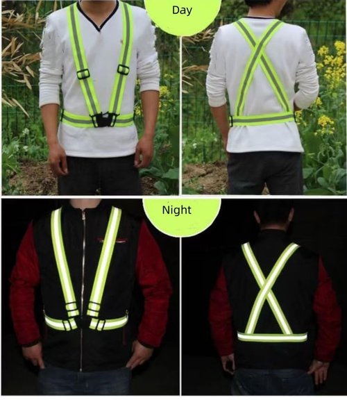 DLTWXY Running Reflective Vest Elastic Adjustable Reflective Vest 2 Pieces with 4 High-Visibility Reflective Belts for Nighttime Running Biking Motorcycle Dog Walking fits Men Women Kids (Green)