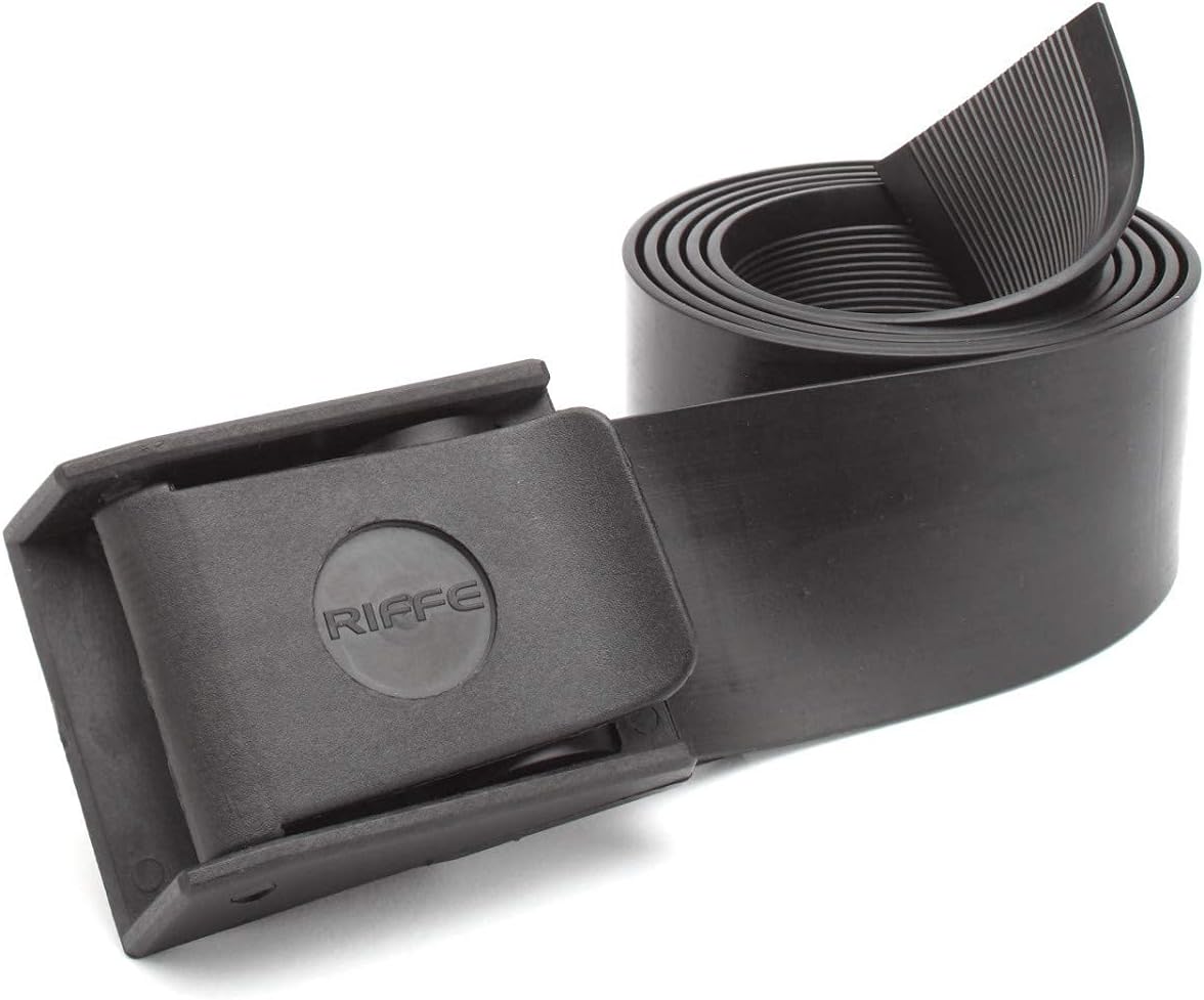 Riffe Rubber Weight Belt (Black) With Glass Filled Nylon Buckle, For Freediving and Spearfishing - Quick-Release Lever Ensures Safety On The Water, 54 Inch's Length