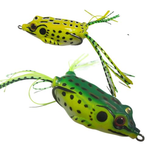TFMSAN Topwater Frog Lures - 5pcs Weedless Lifelike Surface Frogs for Bass Fishing