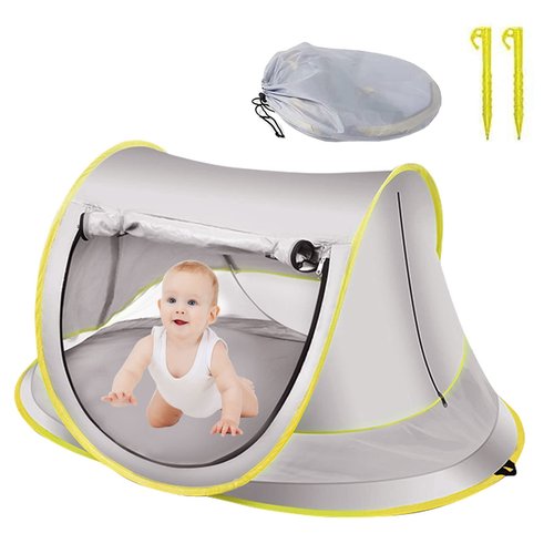 SelWatty Baby Beach Tent Pop Up, Waterproof UPF 50+ Beach Shelter Foldable Beach Accessories Breathable Portable Baby Garden Shade Outdoor Sunshade