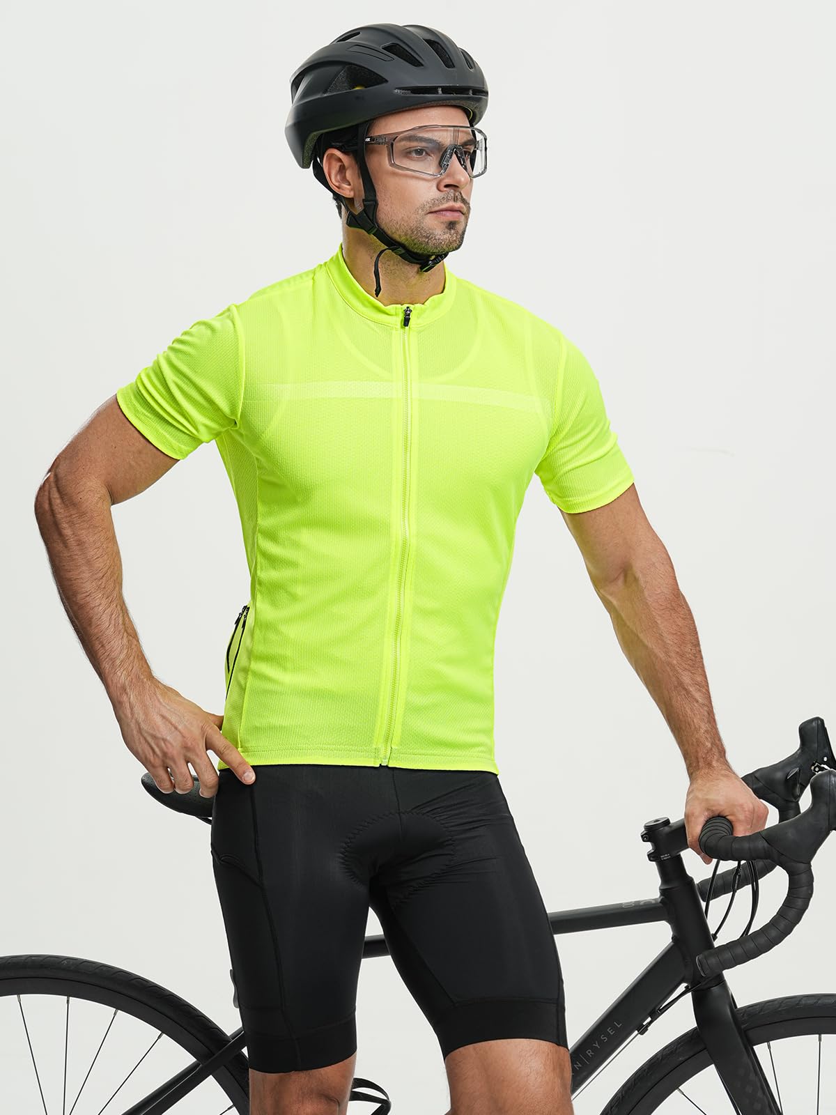 ARSUXEO Mens Cycling Jersey Short Sleeves Slim Fit Bike Bicycle Biking Shirt for Road Gravel Mountain Bike Green Size X-Large