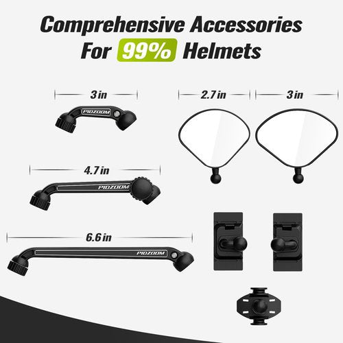 PIDZOOM Bike Helmet Mirror for Cycling- 360° Adjustable and Rotatable Safe Rearview Helmet Mirror for Bicycle Riding Accessories and Other Outdoor Activities, Easy to Install