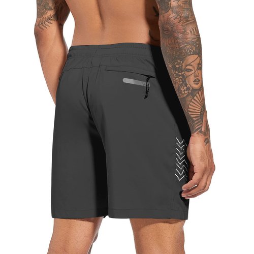 Mens Athletic Shorts 7 Inch Quick Dry Running Sports Shorts Lightweight Workout Gym Shorts Elastic Waist Shorts with Pockets Dark Grey