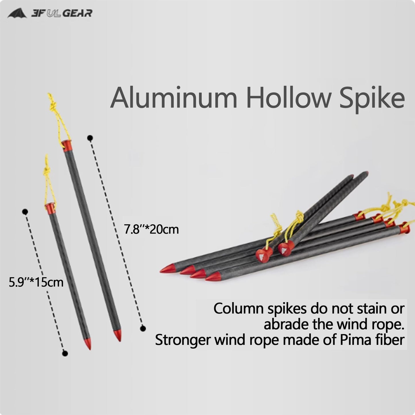 3F UL Gear 6/10PCS Lightweight Camping Tent Stakes, 5.9/7.8'' Hollow Aluminum Alloy Tent Pegs Ground Stakes, Essential Camping Accessories for Camping, Garden, Hiking (15cm-6pcs)