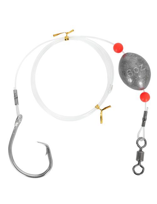BLUEWING Fishing Grouper Rig Bottom Saltwater with 8oz Egg Sinker Weight, 250lbs Mono Line and 15/0 Stainless Steel Circle Hook for Offshore Big Game Fish