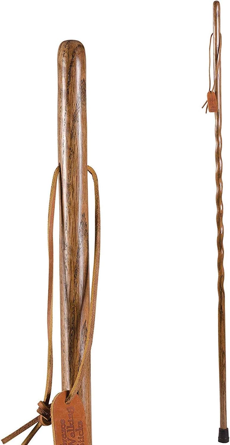 Brazos Trekking Pole Hiking Stick for Men and Women Handcrafted of Lightweight Wood and made in the USA, Tan Oak, 55 Inches