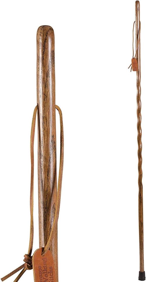 Lightweight Wooden Trekking Pole for Hiking - 48 Inch Handcrafted Hiking Stick for Men & Women - Made in USA, Brown Oak
