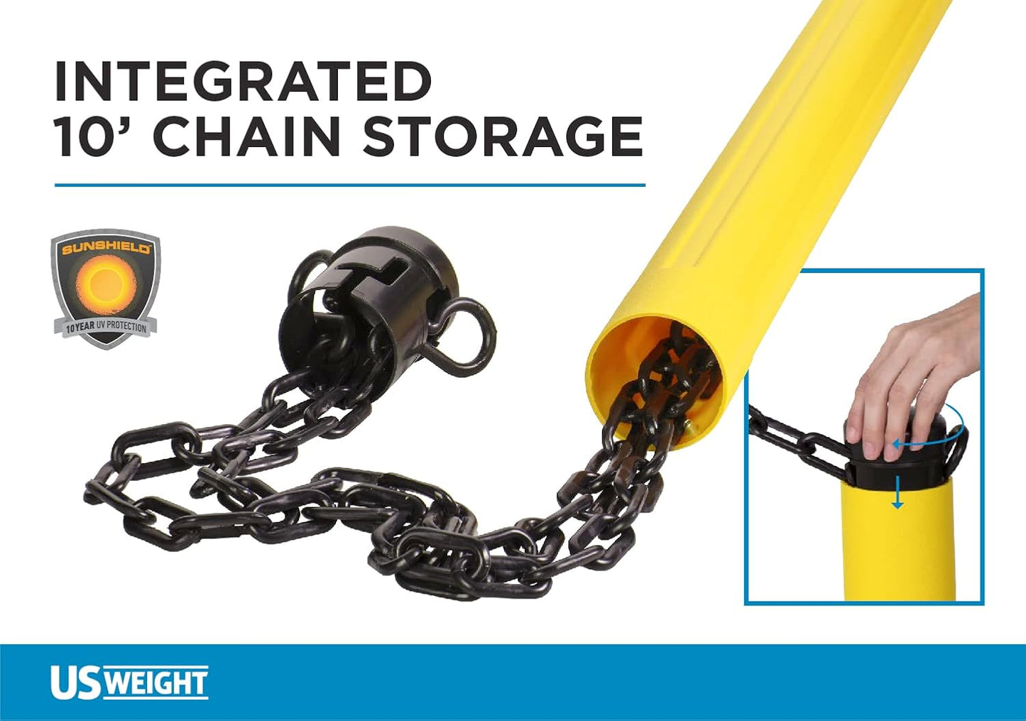Weight ChainBoss Black Stanchion with Fillable Base - No Chain Needed