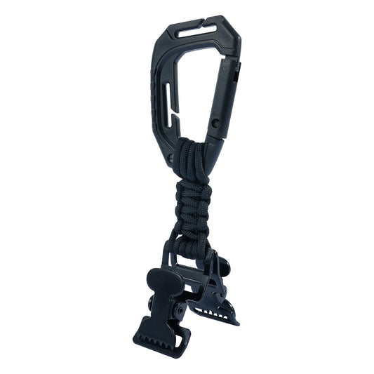 KUNN Glove Clips with Plastic Carabiner and Paracord, Metal Alligator Clips for Tactical Backpack, Work Glove Holders, Black
