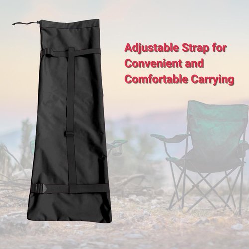 Heavy Duty Camping Chair Replacement Bag with Side Pocket, Camp Cover Bags for Carrying Folding Chairs - 48 X 11 Inches, Durable 600D Oxford Fabric, Extra Wide Mouth, Adjustable Strap (Black)