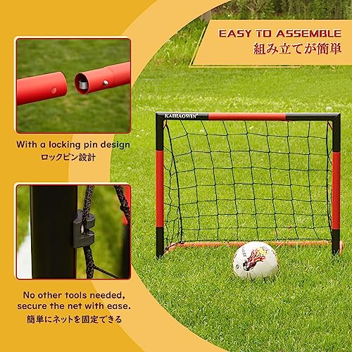 KAIHAOWIN Soccer Goal 3'x2.5'|6'x4'|8'x6'|10'x6.6'-Steel Frame Goal Post All Weather Soccer Net-Quick Assembly Training Sports Soccer Goals for Backyard Indoor Outdoor-Heavy Duty Metal Soccer Goals