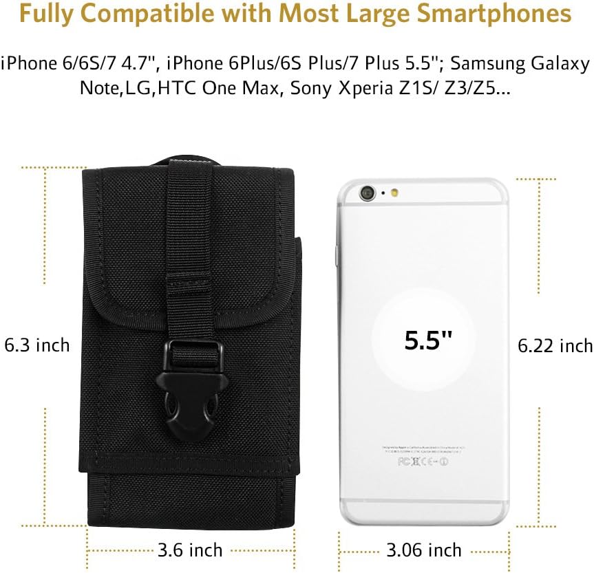 OneTigris MOLLE Phone Pouch for 4.7" 5.5" Phone with Slim Case