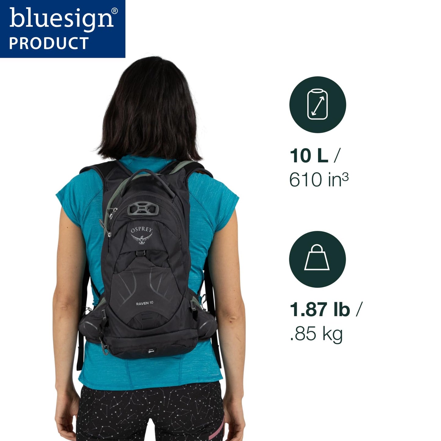 Osprey Raven 10L Women's Biking Backpack with Hydraulics Reservoir, Waterfront Blue