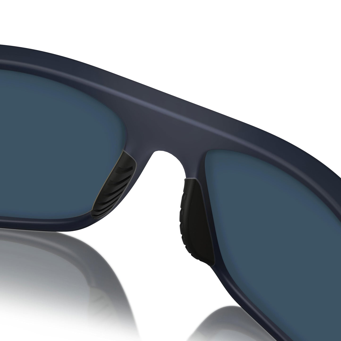 Fin-Nor Men's Rectangular Sunglasses, Grey Polycarbonate Lens-Matte Dark Blue Frame, M/L