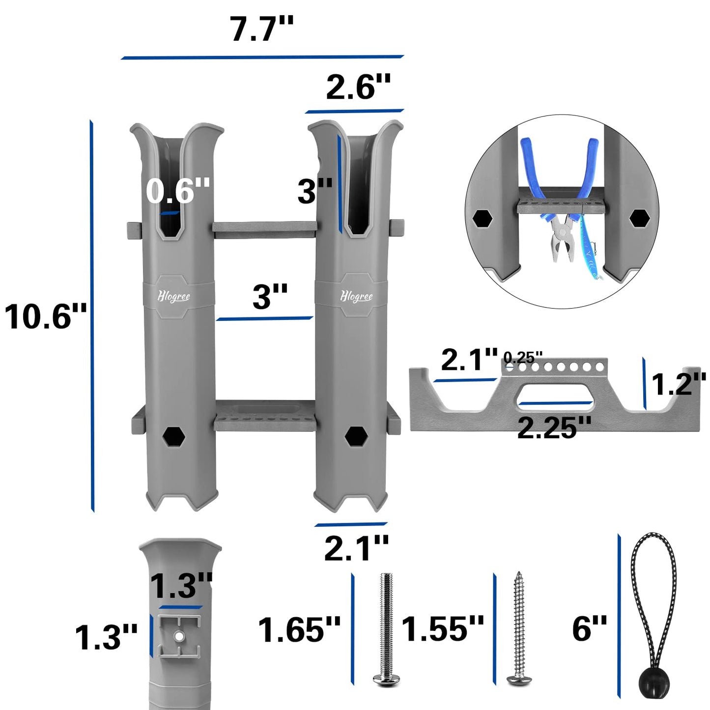 Hlogree Fishing Rod Holder for Boats,Kayak Crate,Cooler,Fishing Tube Rod Holder Bracket,Pole Tube 4 Rod Rack with Screws,Side-Mount Plastic Fishing Pole Rack Holder (Holds 4 Rods)