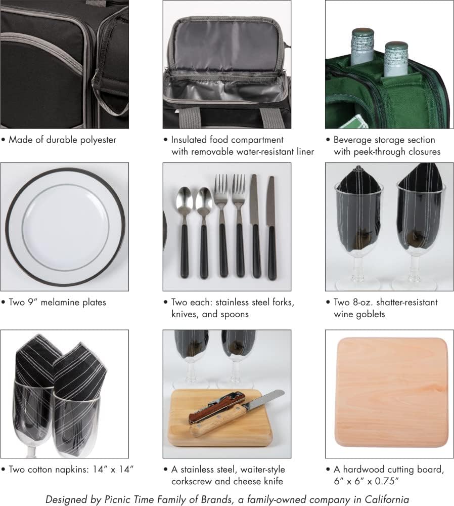 NCAA Malibu Cooler Picnic Basket - Insulated Tote with Complete Picnic Set