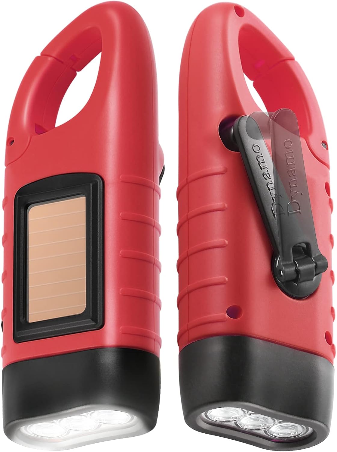 Simpeak 2-Pack Hand Crank Solar Powered LED Flashlight, Emergency Survival Flashlight Torch for Outdoor Sports, Green