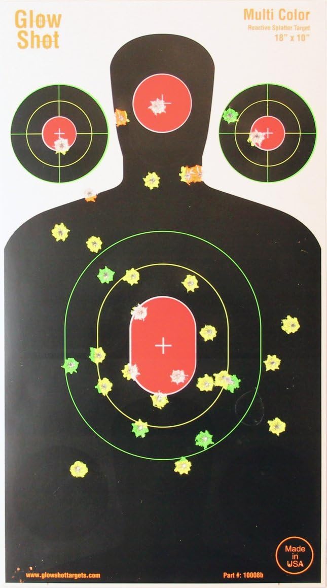 GlowShot Multi-Color Silhouette Splatter Target - 18" x 10" for Instant Hit Visibility