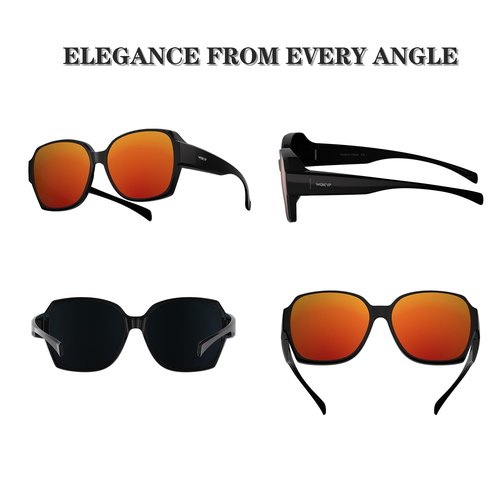 WGKVP Polarized Sunglasses, Lightweight & Impact-Resistant glasses, UV400 Protection glasses for men and women (Glossy Black Red)
