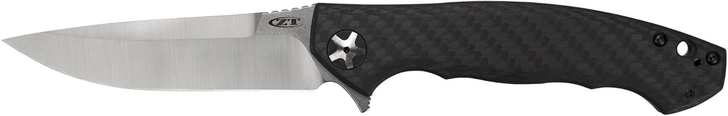 Zero Tolerance 0452CF; Pocket Knife with 4.1” Dual-Finished S35VN Steel Blade, Carbon Fiber Front and Titanium Back Handle Scales, KVT Ball-Bearing Opening, Frame Lock, Deep-Carry Pocketclip; 4.6 OZ.,Large