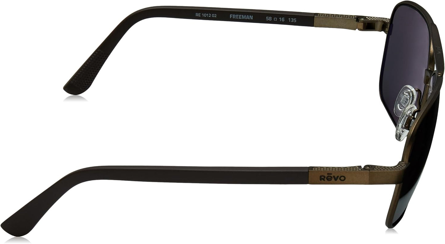Revo Freeman RE 1012 02 GY Polarized Rectangular Sunglasses, Brown/Graphite, 58 mm