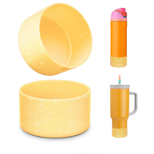 2 PCS Glitter Silicone Boot for Owala Water Bottle 24 oz, Anti-Slip Protective Sleeve for FreeSip/Twist/Flip Stainless Steel Water Bottles Accessories