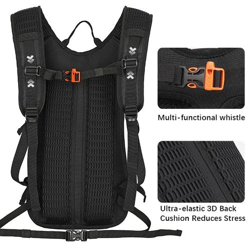 Goloni Hydration Hiking Backpack, 22L, Black, Unisex, Modern, Water Resistant, 6 Pockets, 5.5" x 11" x 18.5", Perfect for Hiking, Running, Sports