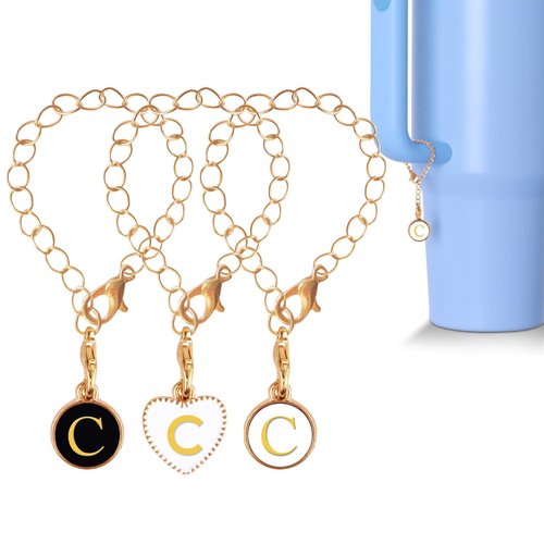 Letter Charm Accessories For Stanley Cup,3Pcs Initial Name ID Personalized Handle Charms For Stanleys/Simple Modern Tumbler Identification,Applied to Schoolbag Zippers,Purses,Bracelet, Keychain